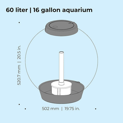 biOrb Classic 60 Acrylic 16-Gallon Aquarium with Multi-Color Remote-Controlled LED Lights Modern Tank for Tabletop Display, Silver
