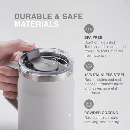 LocknLock Metro Mug Premium 18/8 Stainless Steel Double Wall Insulated with Handle Perfect for Table with Lid, Purple, 20 oz