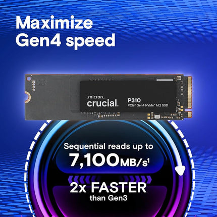 Crucial P310 500GB SSD M.2 2280 NVMe PCIe Gen4, Up to 6,600MB/s, Laptop & Desktop (PC) Compatible, Internal Solid State Drive - CT500P310SSD801