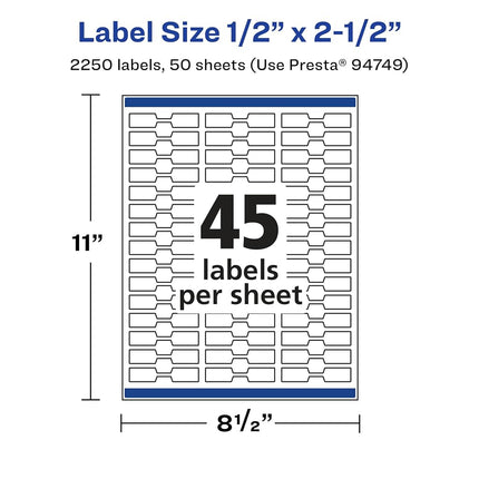 Avery Glossy Clear Barbell Labels with Sure Feed, 0.5" x 2.5", 2,250 Glossy Clear Labels, Laser/Inkjet Printable Labels