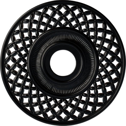 Ekena Millwork CM22RBBLF Robin Ceiling Medallion, Hand-Painted Jet Black, 22 1/4" OD x 4 3/4" ID x 1 1/4" P (Fits Canopies up to 6 1/4")