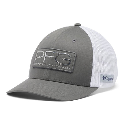 Columbia Unisex Adult Fish Flag - High Crown PFG Mesh Hooks Ball Cap, Titanium/Silver, Large-X-Large US