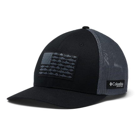 Columbia Unisex PFG Fish Flag Mesh Ball Cap-High Crown, Black/Graphite, XX-Large