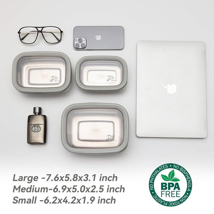 Lille Home Stainless Steel Food Containers with Lids, 47oz+30oz+16oz