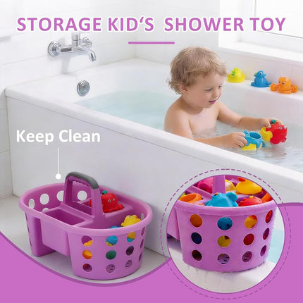 SIMPLYKLEEN Large Shower Caddy Portable 2PC - Made in USA Plastic Jumbo Size Dorm Storage Candy Tote with Handle Shower Organizer for Bathroom, Pantry, Kitchen, College Dorm, Purple