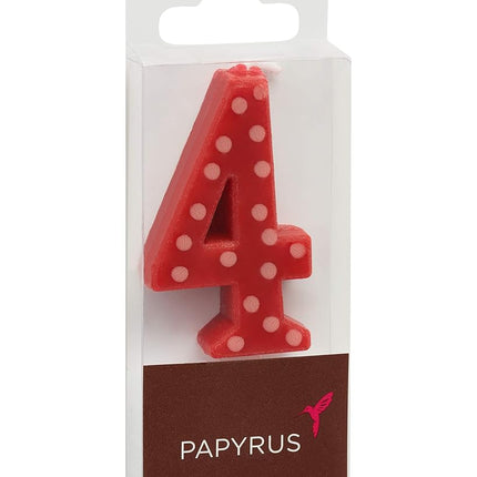 Lot de bougies d'anniversaire Papyrus Premium, à pois rouges (chiffres de 0 à 9, 10 pièces)