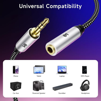 Cable Matters 2-Pack Headphone Extension Cable 10 ft (3.5mm Extension Cable/Aux Extension Cable, Aux Cord Extension) in Black - 10 Feet