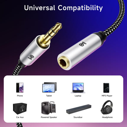Cable Matters Cable de Extensión para Auriculares de 2 Unidades, 3 m (Cable de Extensión de 3,5 mm/Cable de Extensión Auxiliar, Cable Auxiliar de Extensión) en Negro - 3 Metros