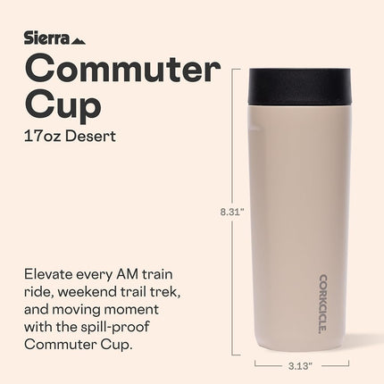 Corkcicle Commuter Cup - Insulated Stainless Steel Travel Mug - Holiday Mug Gift - 17 oz - Desert