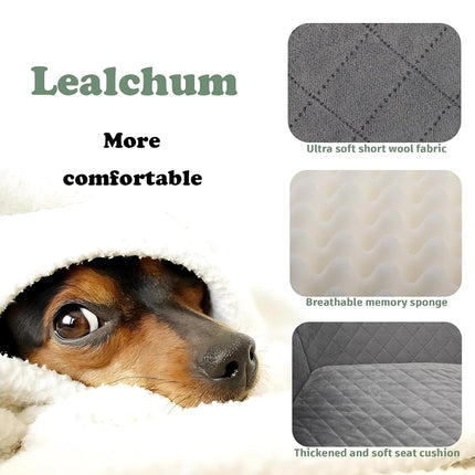 Lealchum Dog Car Seat Up to 55lb,2 Clip-On Safety Adjustable Leashs Car Dog Bed for 2 Small Dogs,Fully Detachable and Washable Pet Car Seat with 2 Storage Pockets,Easy to Install(Black/Grey, Large)