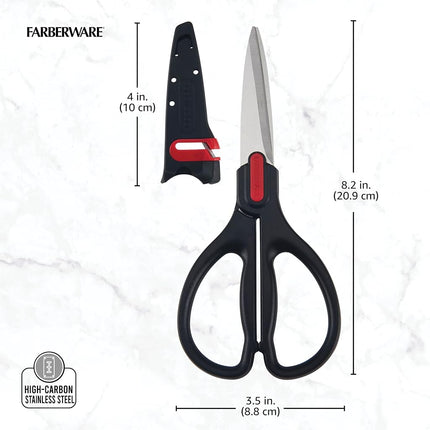Farberware Self-Sharpening Stainless Steel All-Purpose Shears with Edgekeeper Sleeve
