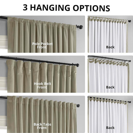 HPD Half Price Drapes Signature Velvet Thermal Blackout Curtains for Living Room 96 Inch Long (1 Panel) Rod Pocket Insulated Blackout Curtains for Bedroom Window Curtains, 100W x 96L, Cool Beige
