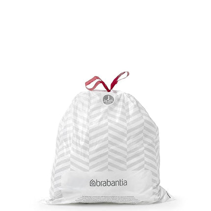 Brabantia 138362 PerfectFit Bin Liners Multipack (Size J/20-25 Litre) Thick Plastic Trash Bags with Tie Tape Drawstring Handles (120 Bags), White