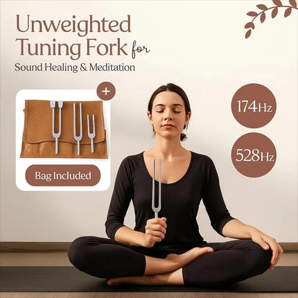 Tuning Forks for Healing Set, Including Four Frequency 128Hz, 136.1Hz, 174Hz, 528Hz Yoga and Meditation Accessories, Chakra Sound Therapy Instruments with Tuning Fork Activator and Vegan Leather Pouch