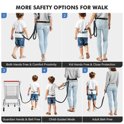 HOOMTREE Safety Waist Leash Belt for Kids with Autism, Hands-Free Waist Link with 3 Padded Handles and Durable Bungee, Secure Public Walking for Special Needs ADHD/ASD Autistic Children