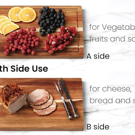 Fibogollo Set of 3 Acacia Wood Kitchen Cutting Boards with Holder
