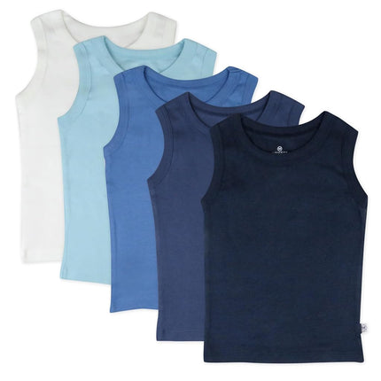 HonestBaby Unisex-Baby Sleeveless Muscle T-Shirts 100% Organic Cotton for Infant Baby and Toddler Boys, Girls, Sea Ombre, 6-9 Months