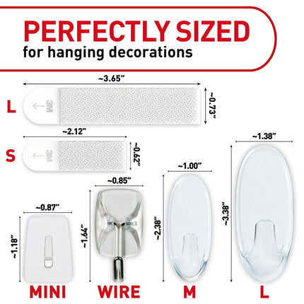 Command Variety Pack, Picture Hanging Strips, Wire Hooks and Wall Hooks, Damage Free Hanging Clear Variety Pack for Up to 19 Back to School Dorm Organizers, 1 Kit
