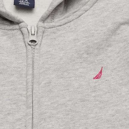 Nautica Girls' Fleece Full-Zip Hoodie Sweatshirt - grey - Medium