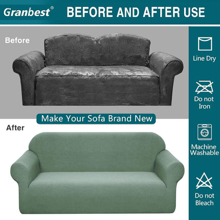 Granbest Premium Water Repellent Sofa Cover High Stretch Couch Slipcover Super Soft Fabric Couch Cover (Matcha Green, Large)