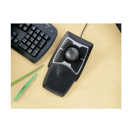 Ratón trackball ergonómico Kensington Expert Mouse con cable para PC, Mac y Windows, con anillo de desplazamiento, diseño ambidiestro y seguimiento óptico - Gris (64325)