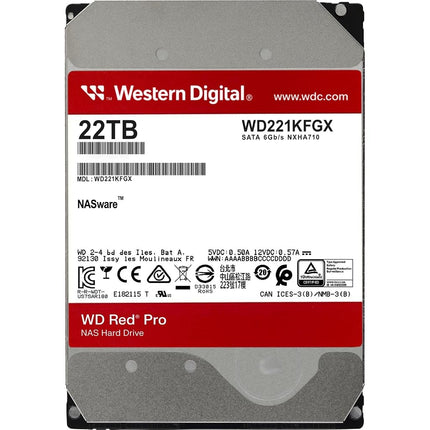 WD Red Pro 22TB NAS 3.5" Internal Hard Drive - 7200 RPM Class, SATA 6 Gb/s, CMR Recording Technology, 512MB Cache