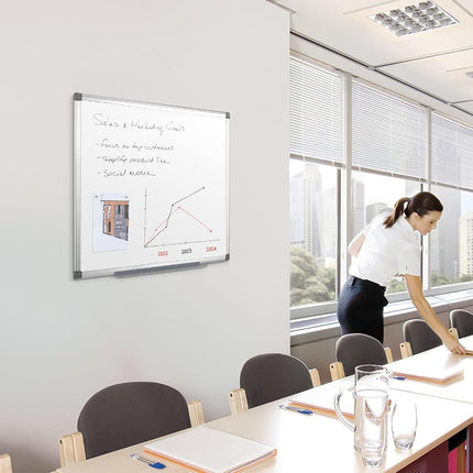 SWANCROWN White Board 60x60cm, Dry Erase Board with Silver Aluminum Frame