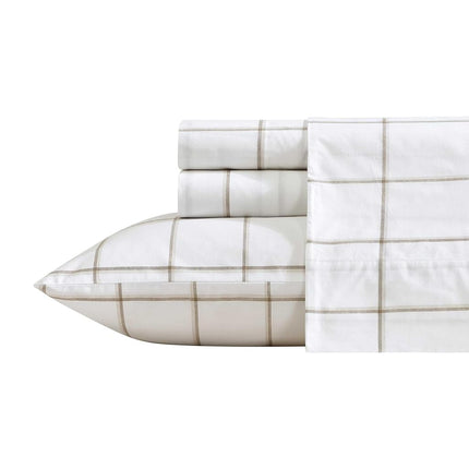 Nautica - Queen Bed Sheets, Lightweight Cotton Percale Bedding Set with Matching Pillowcases, Crisp & Cool, Oeko-Tex Certified (Plot Beige)