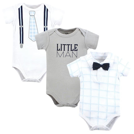 Hudson Baby Unisex Baby Cotton Bodysuits, Plaid Little Man Polo, 9-12 Months, Plaid Little Man Polo, 9-12 Months