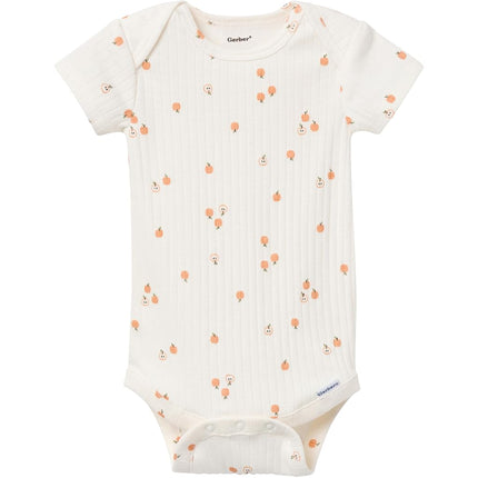 Gerber Unisex Baby Multi-pack Onesies Bodysuits (Short and Long Sleeve), Tan Little Apples, 0-3 Months