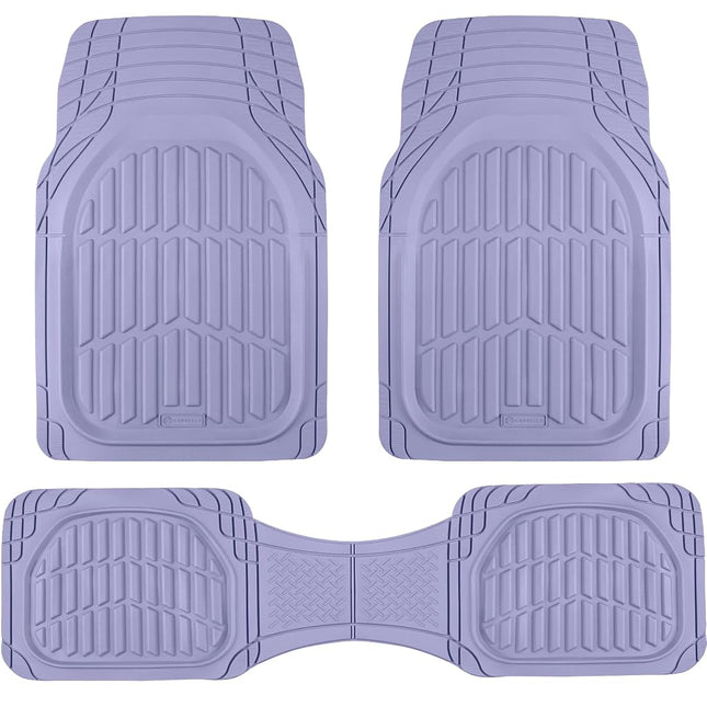 CARBELLA Rubber 4-Piece Lavender Car Floor Mats -Universal Trim To Fit All Weather Lavender Car Accessories - Girl Car Accessories for Women & Cute Car Mats for Women for Girly Car Decor, Truck, & SUV