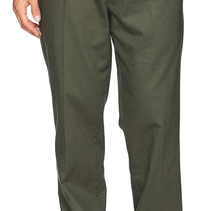 Dockers Pantalones de algodón Signature Khaki Lux elásticos de ajuste clásico para hombre - Plisados (Tallas regulares y grandes y altas) Informal, Olive Grove, 44W x 32L