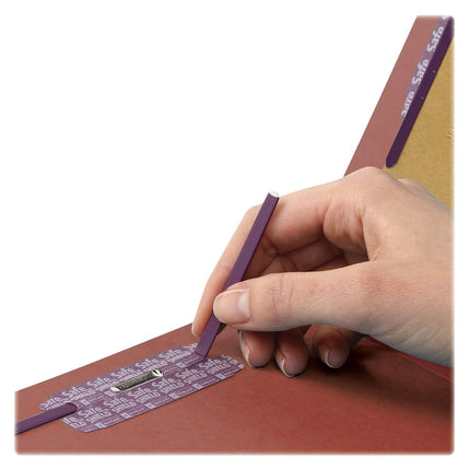 Smead 100% Recycled End Tab Pressboard Classification File Folder with SafeSHIELD Fasteners, 2 Dividers, 2" Expansion, Letter Size, Red, 10 per Box (26860)