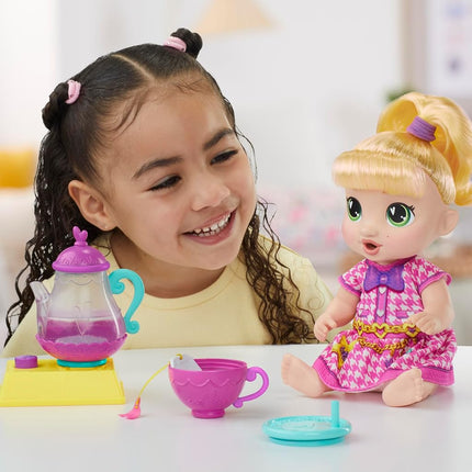 Baby Alive Bubbly Tea Party LaLa GooGoo Doll with Teapot Accessories, Blonde Hair, 11 Inches, Toy for 3 Year Old Girls and Boys & Up