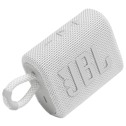 JBL GO 3 Small Bluetooth - Waterproof, Portable Speaker for on the Go - Up to 5h Playback Time with Just One Battery Charge - White