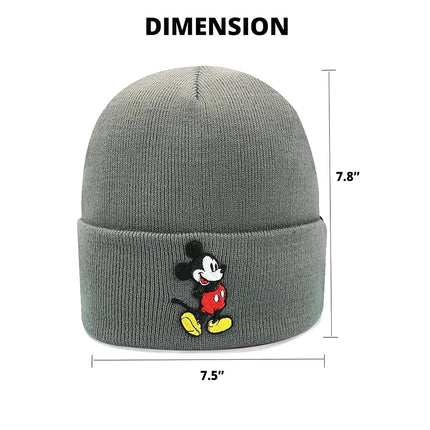 Disney Mickey Mouse Knit Light Winter Beanie Hat for Men, Grey, S-L