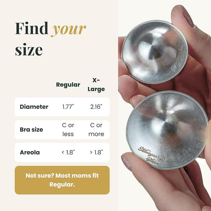 Moogco The Original Silver Nursing Cups - Nipple Shields for Nursing Newborn - Newborn Essentials Must Haves - Nipple Covers Breastfeeding - 925 Silver (Regular - TriLaminate)