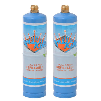 Flame King 1LB Empty Propane Welding Cylinder Tank, Reusable & Transportable - Safe and Legal Refill Option, 14.1 oz, Blue (2-Pk)