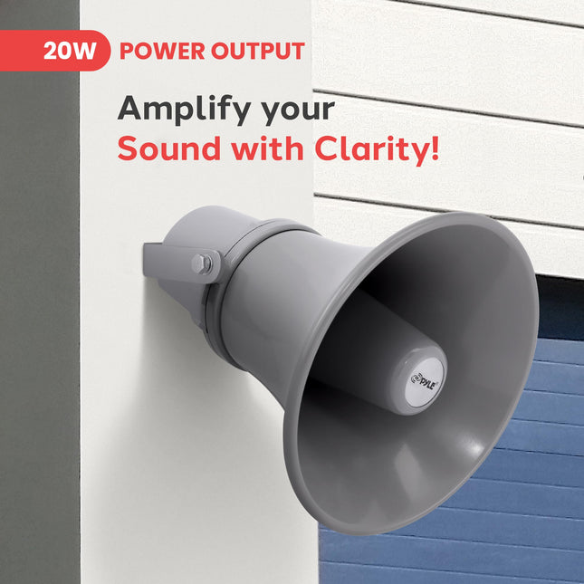 Pyle Indoor/Outdoor PA Horn Speaker, 9.7 Inch PA Speaker Loud Sound with 70V Transformer 20-Watt Mounting Included
