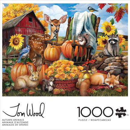 Buffalo Games � Tom Woods - Autumn Animals - 1000 Piece Fall Jigsaw Puzzle - Festive Puzzle for Adults � Halloween Artwork and Hours of Relaxing Fun - Finished Size 26.75 x 19.75