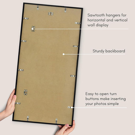 Americanflat 18x36 Picture Frame with Polished Plexiglass - Streamline Collection - Thin Border Picture Frame for Wall Display - Hanging Hardware Included - Black