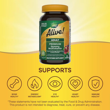 Nature's Way Alive! Premium Formula Multi-Vitamin Adult Gummies, 90 Count
