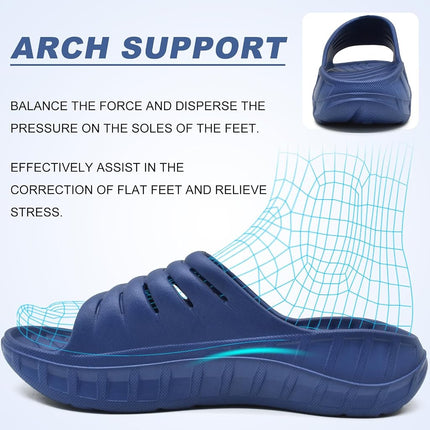 KUAILU Mens Recovery Sandals Sport Comfort Arch Support Cushion Athletic Slides Orthotic Plantar Fasciitis