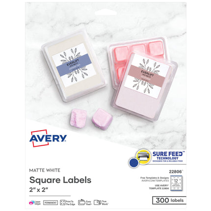 Avery Easy Peel Print-to-The-Edge White Square Lab