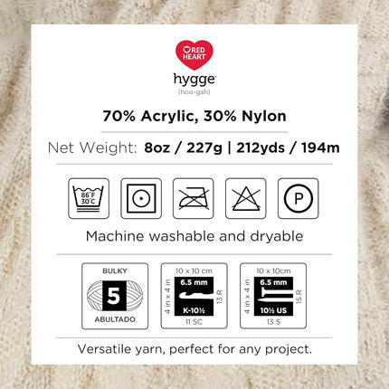 Red Heart Hygge Yarn, 3 Pack (8 Ounce), Sterling 3 Count