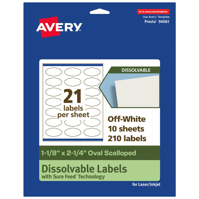 Avery Sure Feed Dissolvable Oval Labels with Sure 