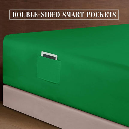 Elegant Comfort 4-Piece Bed Sheet Set - Luxury Bedding 1500 Premium Hotel Quality Microfiber, All Around Elastic 18-24 Inches Deep Fitted Sheet- Extra Deep Pocket Sheets, King, Emerald Green