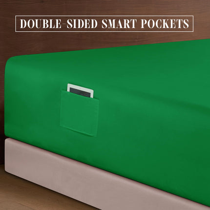 Elegant Comfort Luxurious 1500 Premium Hotel Quality Microfiber 4-Piece Sheet Set, 18-24 Inches Deep - Extra Deep Pocket Sheets - Ultra Soft 4PC Deep Pocket Sheets, King, Emerald Green