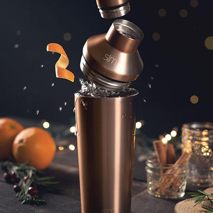 Simple Modern Insulated Cocktail Shaker with Jigger Lid | 20oz, Metallic