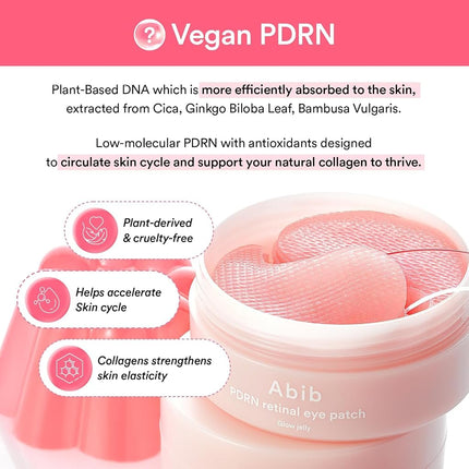 Abib PDRN Retinal Eye Patch, Hydrogel Masks for Dark Circles, Puffiness, Fine Lines, 60 Patches, 84g, with Niacinamide, K-Beauty Skincare